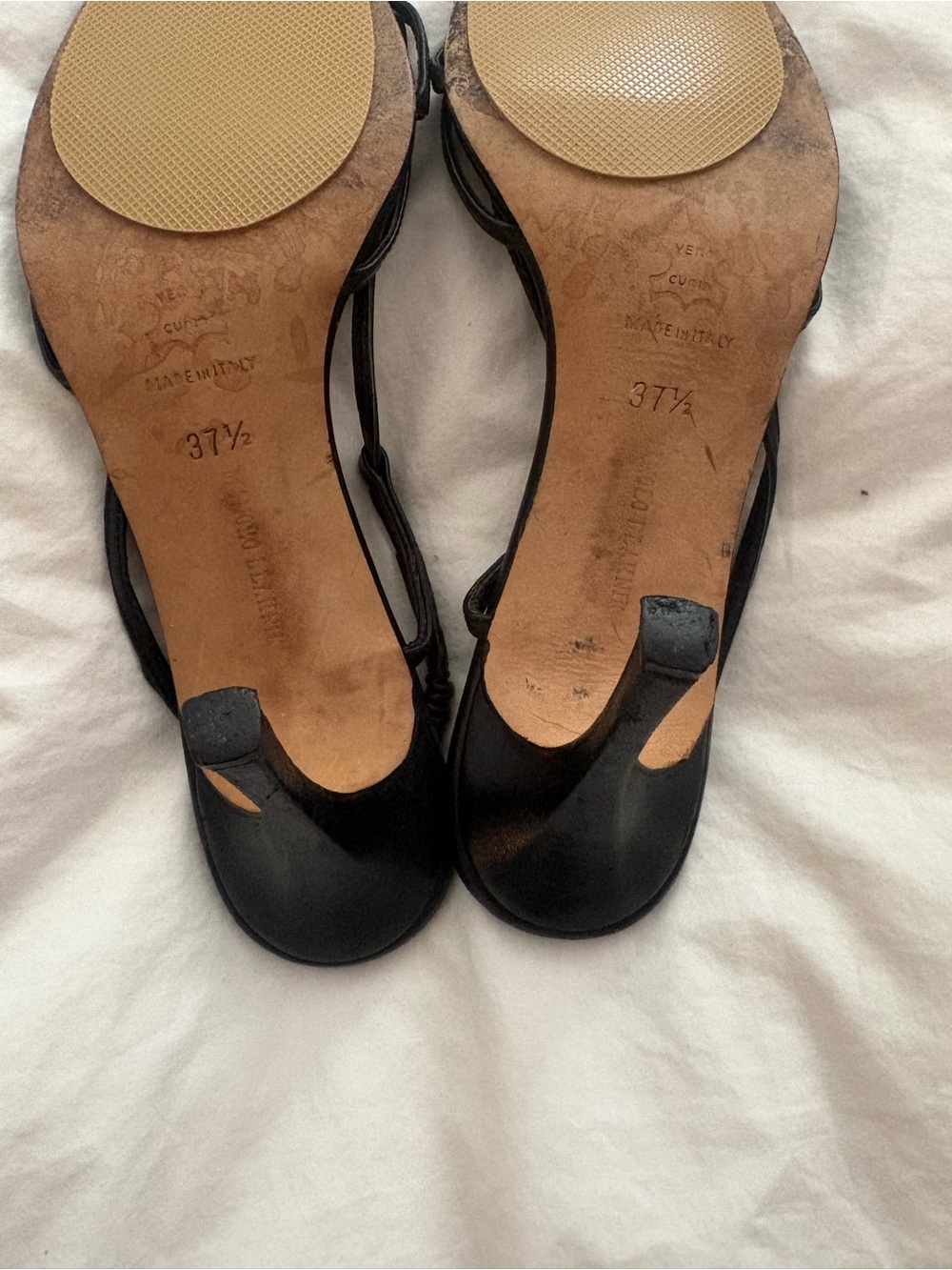 Manolo Blahnik Black Strappy Open-Toe Heels 37.5 - Picture 6 of 11